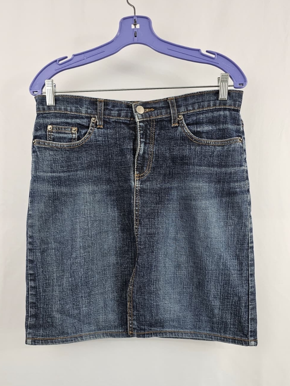 Forever 21 Above The Knee Split Front Denim Jean Skirt, Sz L